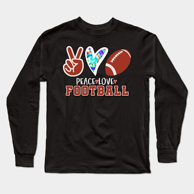 Peace Love Football Gift Long Sleeve T-Shirt by StudioElla